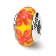 Yellow & Orange Floral Glass Sterling Silver Bead Charm Supply