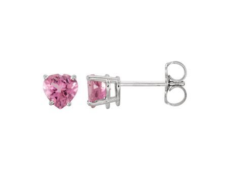 5mm Pink Tourmaline Heart Stud Earrings in 14k White Gold Discount