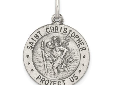 Sterling Silver St Christopher Round Sports Medal Pendant, 18mm Online Sale