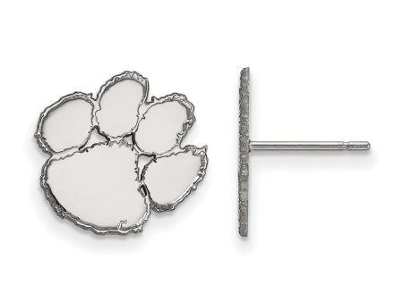 10k White Gold Clemson University Small Post Earrings Online now