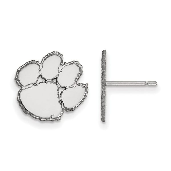 10k White Gold Clemson University Small Post Earrings Online now