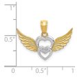 14k Yellow Gold & White Rhodium Double Winged Hearts Pendant Hot on Sale