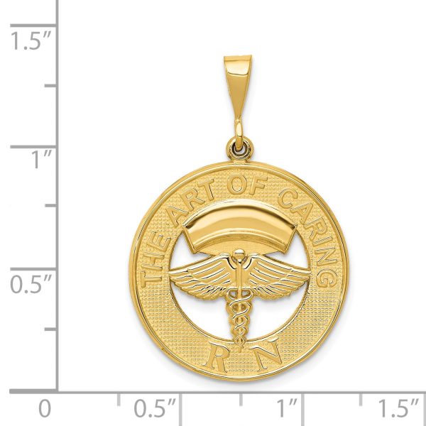 14k Yellow Gold The Art of Caring RN Pendant For Sale