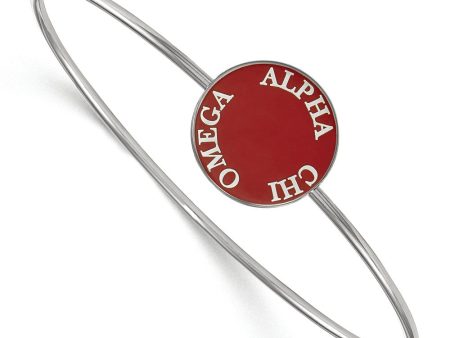 Sterling Silver Alpha Chi Omega Enamel Disc Bangle - 6 in. Online now