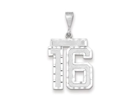 14k White Gold, Varsity Collection, Large D C Pendant, Number 16 For Cheap