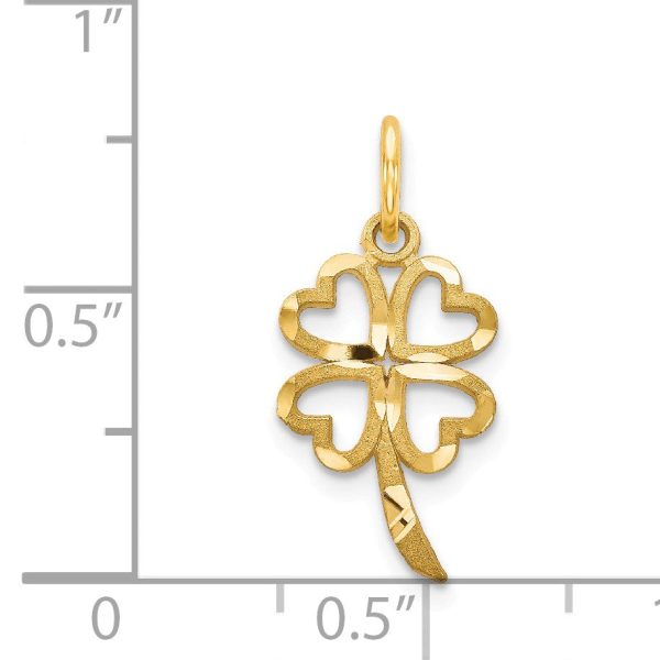 14k Yellow Gold Four Leaf Clover Charm or Pendant, 10mm (3 8 inch) on Sale