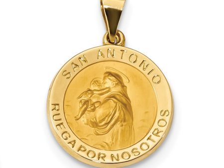 14k Yellow Gold Hollow San Antonio Medal Pendant, 19mm (3 4 Inch) Online now