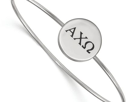 Sterling Silver Alpha Chi Omega Enamel Greek Letters Bangle - 6 in. Online Sale