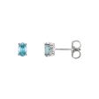 Faceted Oval Blue Zircon Stud Earrings in 14k White Gold on Sale