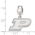 Sterling Silver Purdue Small  P  Dangle Bead Charm For Discount