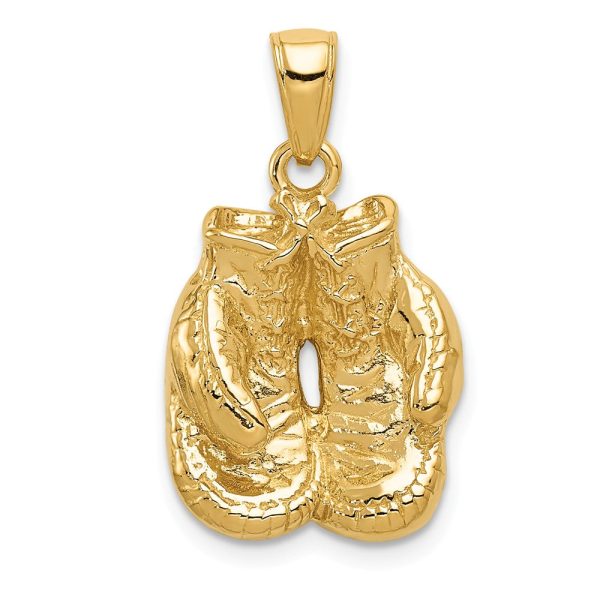 14k Yellow Gold Small Polished Boxing Gloves Pendant For Discount