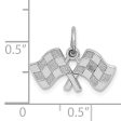 14k White Gold Checkered Racing Flags Charm Discount