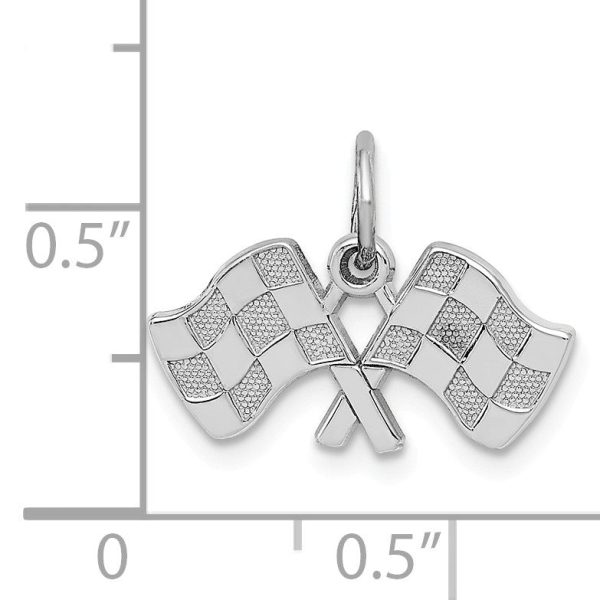 14k White Gold Checkered Racing Flags Charm Discount