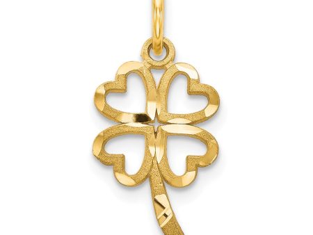 14k Yellow Gold Four Leaf Clover Charm or Pendant, 10mm (3 8 inch) on Sale