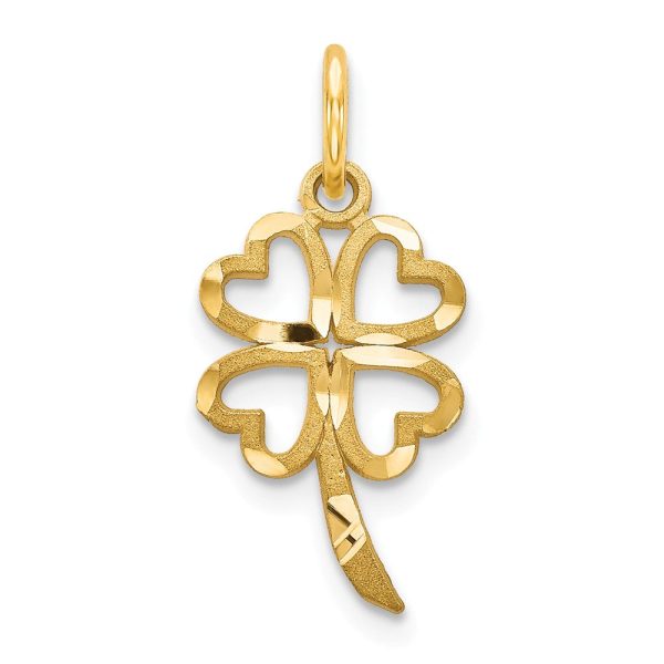 14k Yellow Gold Four Leaf Clover Charm or Pendant, 10mm (3 8 inch) on Sale