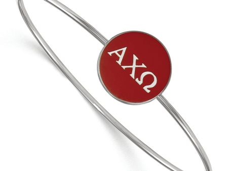 Sterling Silver Alpha Chi Omega Red Enamel Greek Bangle - 8 in. Supply