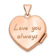 14k Rose Gold 18mm Love You Always Scroll Heart Locket Online Sale