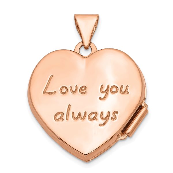 14k Rose Gold 18mm Love You Always Scroll Heart Locket Online Sale