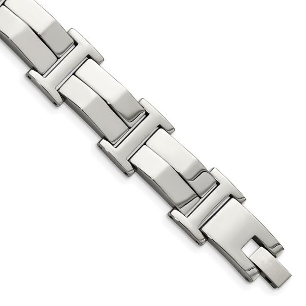 Men s Stainless Steel Polished Double Link 8.5 Inch Bracelet For Sale