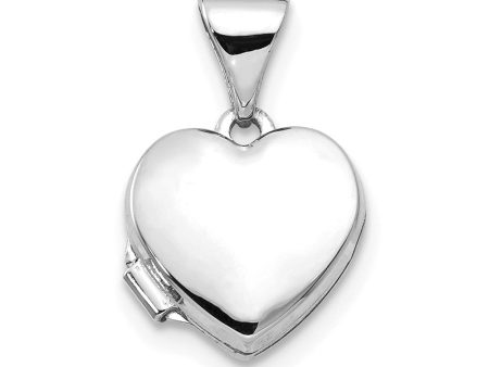 14k White Gold 10mm Polished Heart Shaped Locket For Discount