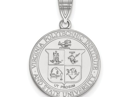 Sterling Silver Virginia Tech Large Crest Disc Pendant on Sale