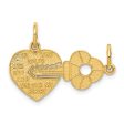 14k Yellow Gold Heart and Key Set of 2 Charm or Pendants, 23mm on Sale