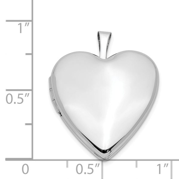 14k White Gold Polished Heart Locket, 20mm Online Hot Sale