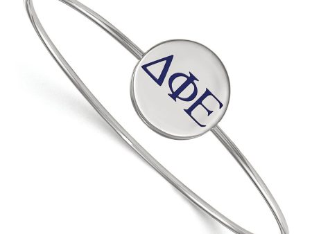 Sterling Silver Delta Phi Epsilon Enamel Greek Letters Bangle - 8 in. For Discount