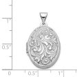 14k White Gold 21mm Love You Always Scroll Oval Locket For Cheap