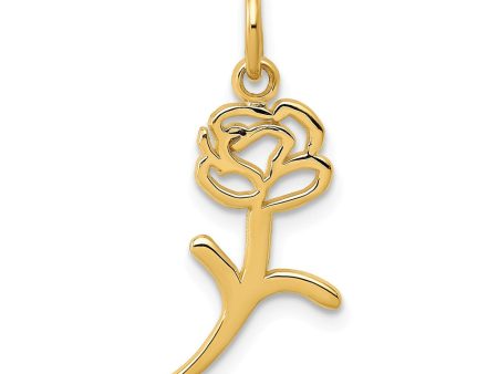 14k Yellow Gold Stemmed Rose Silhouette Charm Discount