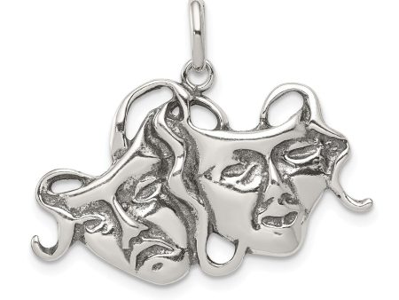 Sterling Silver Antiqued Comedy and Tragedy Mask Pendant Discount