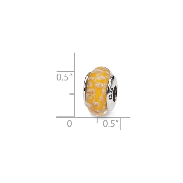 Yellow Glass & Sterling Silver Bead Charm Hot on Sale