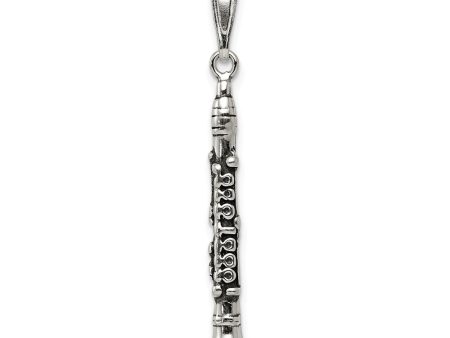 Sterling Silver 3D Antiqued Clarinet Pendant For Discount