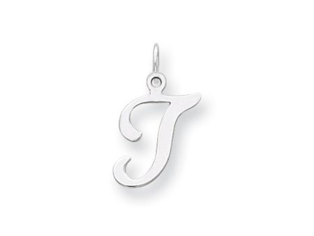 14k White Gold, Sophia Collection, Small Script Initial T Pendant For Sale