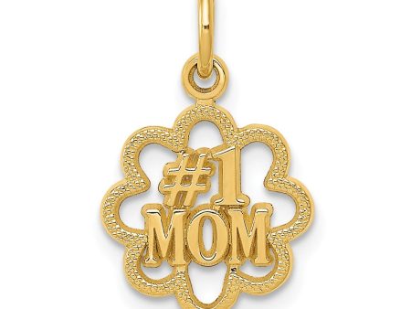 14k Yellow Gold #1 Mom Charm or Pendant, 11mm Online now