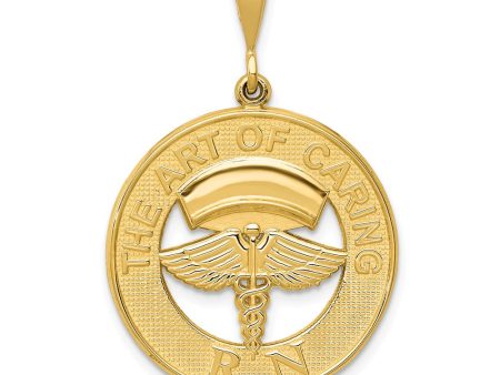 14k Yellow Gold The Art of Caring RN Pendant For Sale