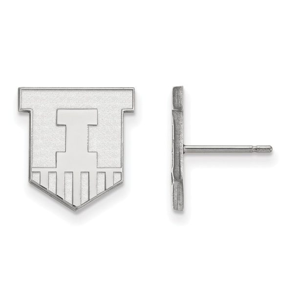 10k White Gold University of Illinois Small Post Earrings For Discount