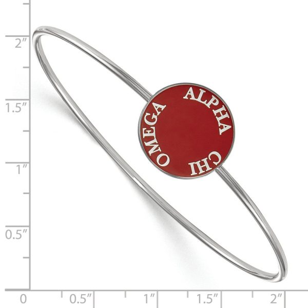 Sterling Silver Alpha Chi Omega Enamel Disc Bangle - 6 in. Online now