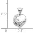 14k White Gold 10mm Textured Floral Heart Locket Discount