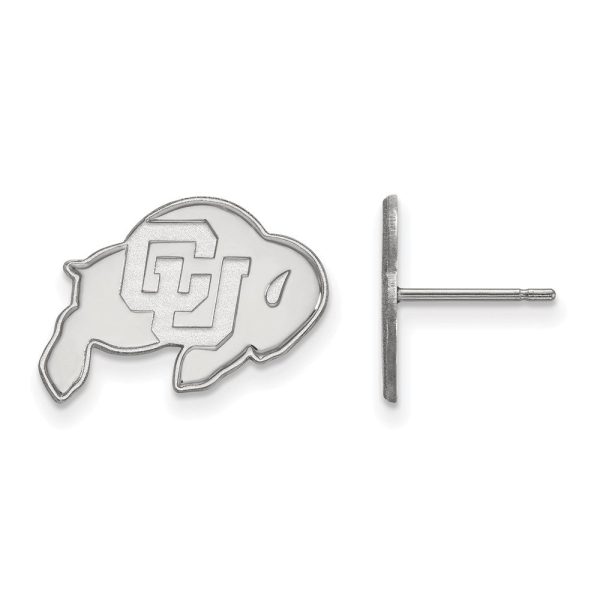 10k White Gold University of Colorado Buffalo Small Post Earrings For Discount