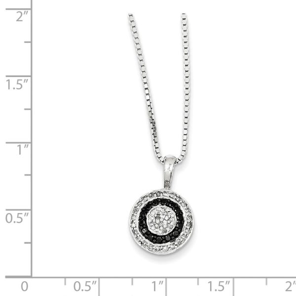 1 3 Ctw White & Black Diamond 13mm Circle Necklace in Sterling Silver Cheap