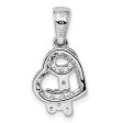 Sterling Silver and Cubic Zirconia Fancy Heart and Key Pendant on Sale