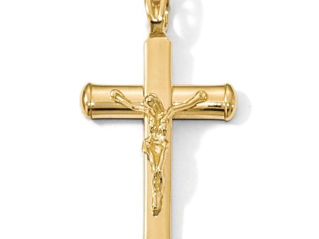 14k Yellow Gold Polished Crucifix Pendant, 21 x 38mm Online