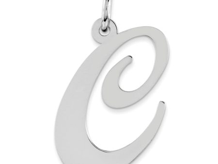 Sterling Silver, Ella Collection, LG Fancy Script Initial C Pendant Hot on Sale