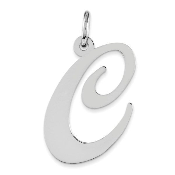 Sterling Silver, Ella Collection, LG Fancy Script Initial C Pendant Hot on Sale