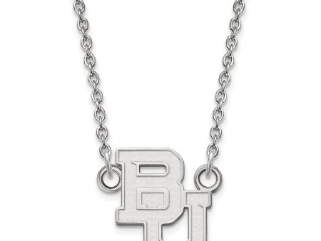 10k White Gold Baylor U Small  BU  Logo Pendant Necklace Online Hot Sale