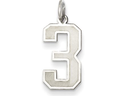 Sterling Silver, Jersey Collection, Medium Number 3 Pendant Hot on Sale