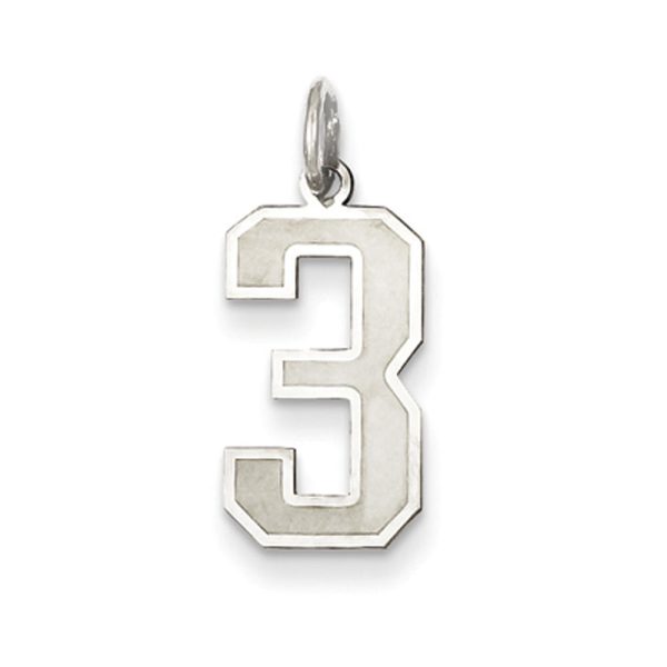 Sterling Silver, Jersey Collection, Medium Number 3 Pendant Hot on Sale