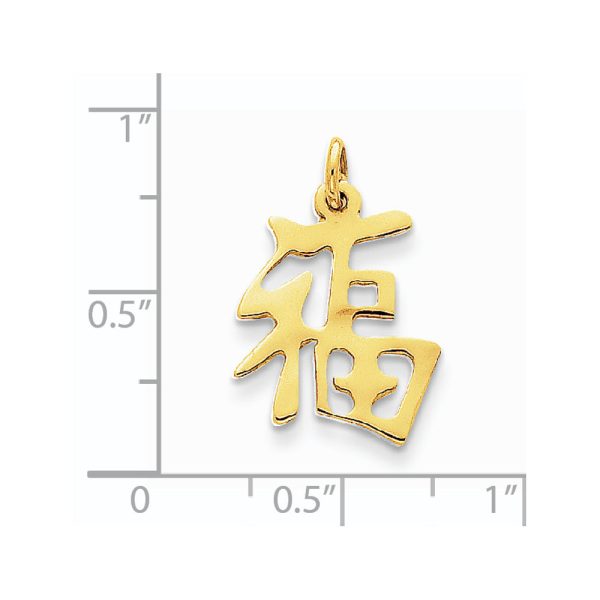 14k White or Yellow Gold Polished Chinese Good Luck Pendant, 14mm Online now