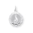 Sterling Silver, Sarah Collection 15mm Brocaded Disc Initial S Pendant For Cheap